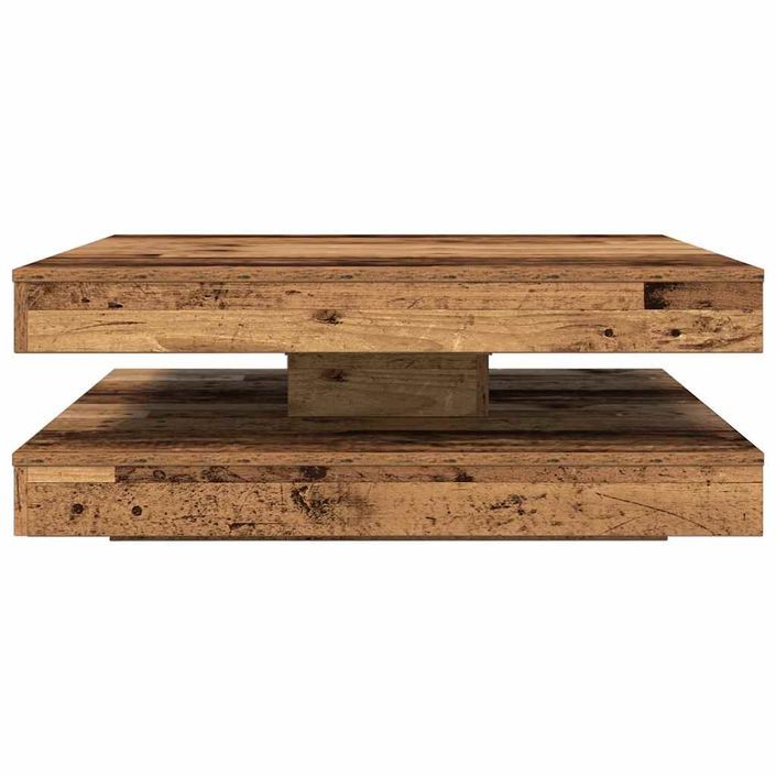 Table basse rotative à 360 degrés vieux bois 90x90x34,5 cm - Photo n°5