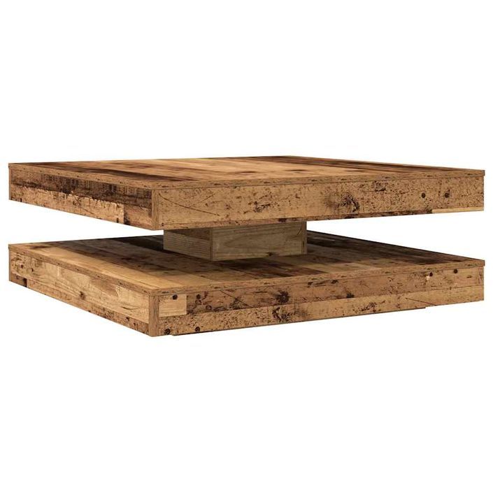 Table basse rotative à 360 degrés vieux bois 90x90x34,5 cm - Photo n°6