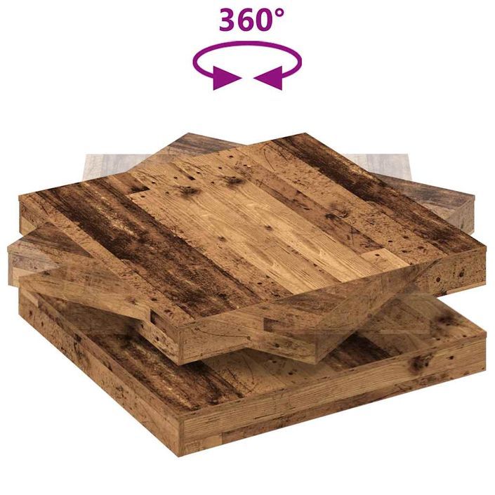 Table basse rotative à 360 degrés vieux bois 90x90x34,5 cm - Photo n°7