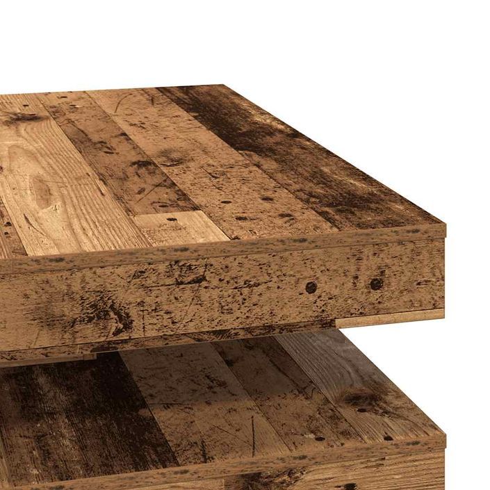 Table basse rotative à 360 degrés vieux bois 90x90x34,5 cm - Photo n°8