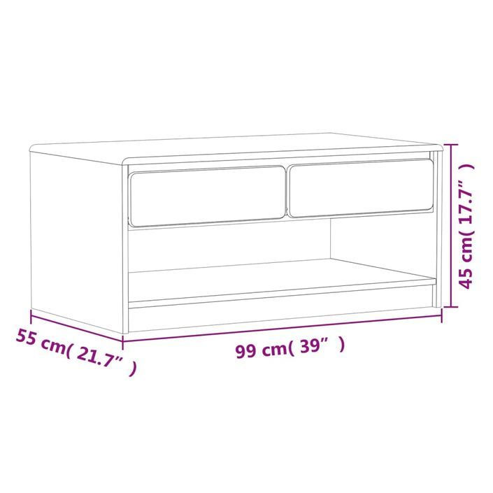 Table basse SAUDA chêne 99x55x45 cm bois de pin massif - Photo n°8