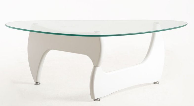 Table basse sculpturale verre trempé et bois massif blanc Snoki - Photo n°2