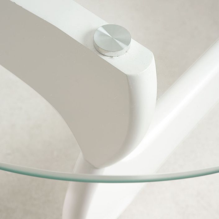 Table basse sculpturale verre trempé et bois massif blanc Snoki - Photo n°4