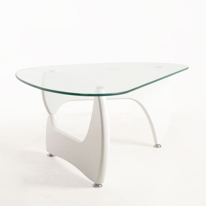 Table basse sculpturale verre trempé et bois massif blanc Snoki - Photo n°5