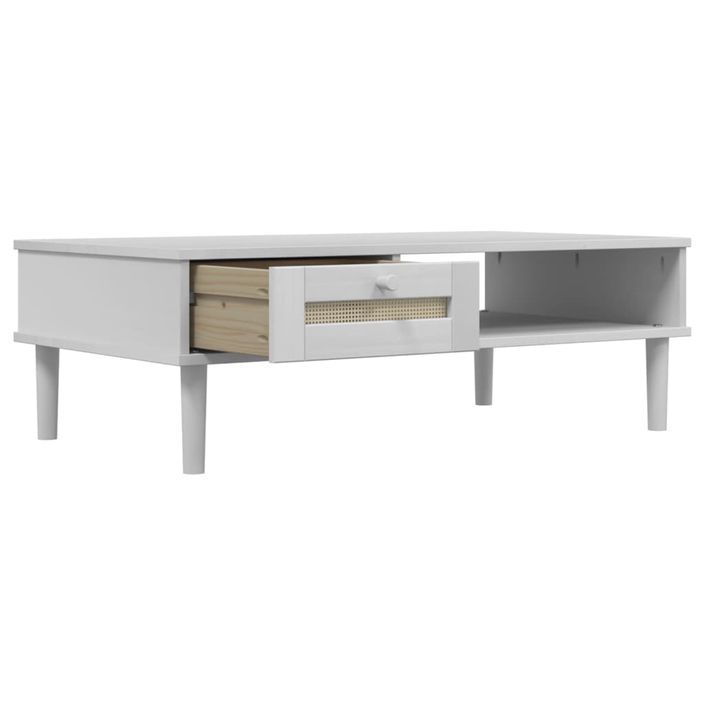 Table basse SENJA aspect rotin blanc 100x55x33 cm bois massif - Photo n°6