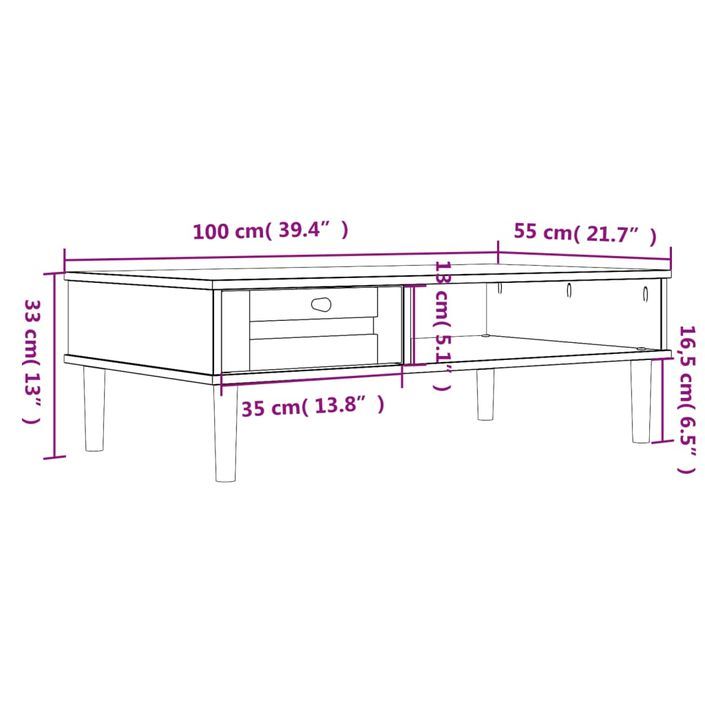 Table basse SENJA aspect rotin blanc 100x55x33 cm bois massif - Photo n°10