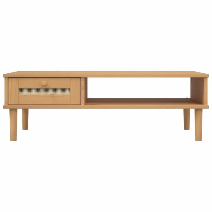 Table basse SENJA aspect rotin marron 100x55x33 cm bois massif - Photo n°5