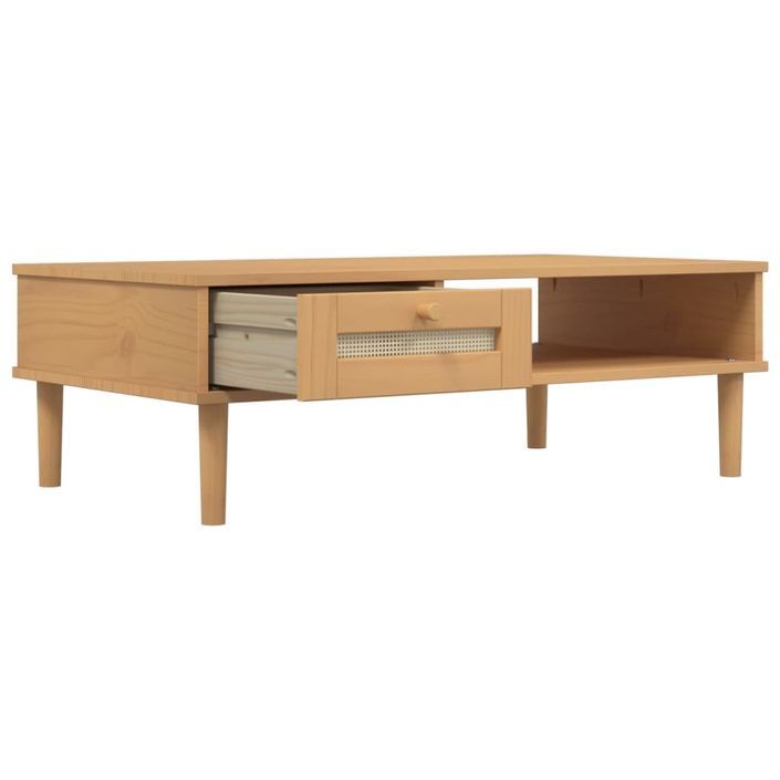 Table basse SENJA aspect rotin marron 100x55x33 cm bois massif - Photo n°6