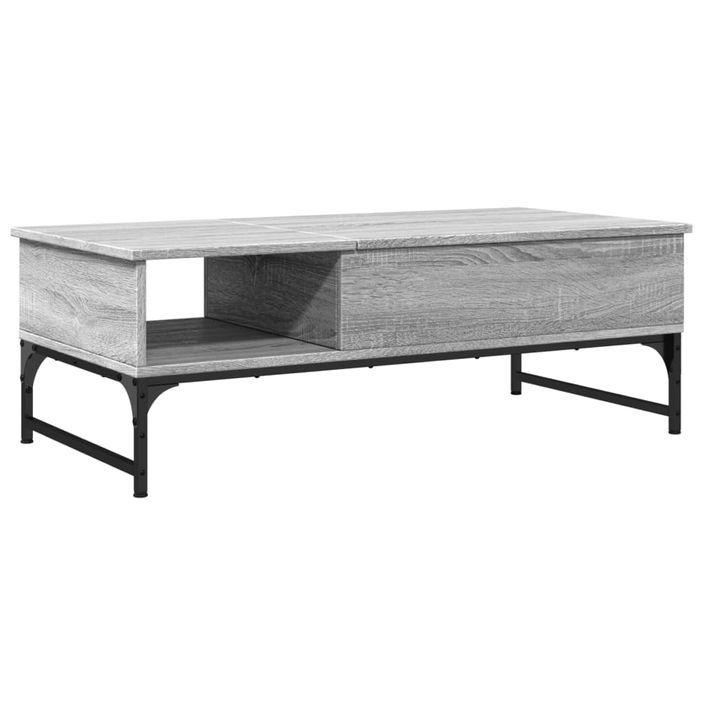 Table basse sonoma gris 100x50x35 cm bois d'ingénierie et métal - Photo n°1