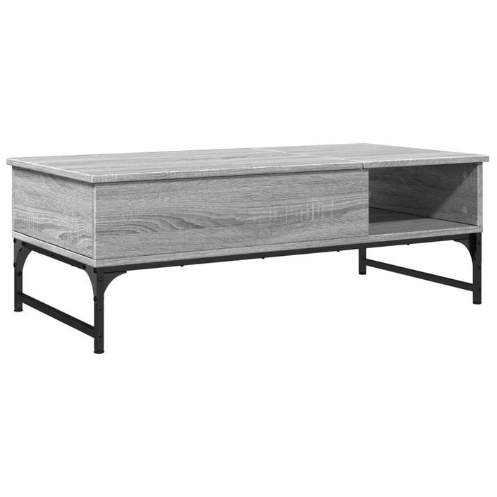 Table basse sonoma gris 100x50x35 cm bois d'ingénierie et métal - Photo n°7