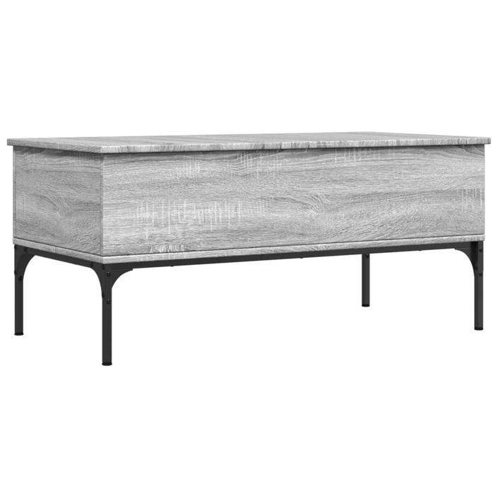 Table basse sonoma gris 100x50x45 cm bois d'ingénierie et métal - Photo n°1