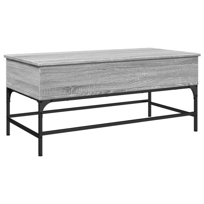 Table basse sonoma gris 100x50x45 cm bois d'ingénierie et métal - Photo n°7