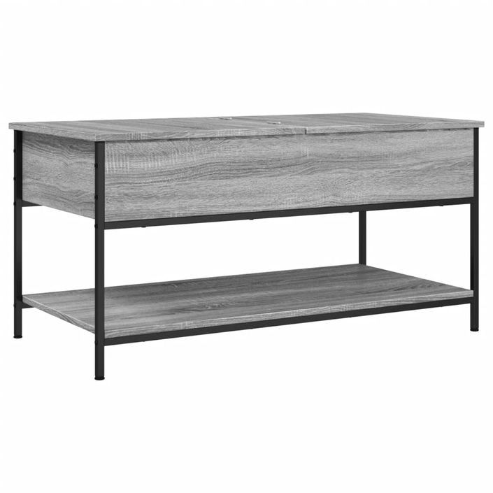 Table basse sonoma gris 100x50x50 cm bois d'ingénierie et métal - Photo n°1