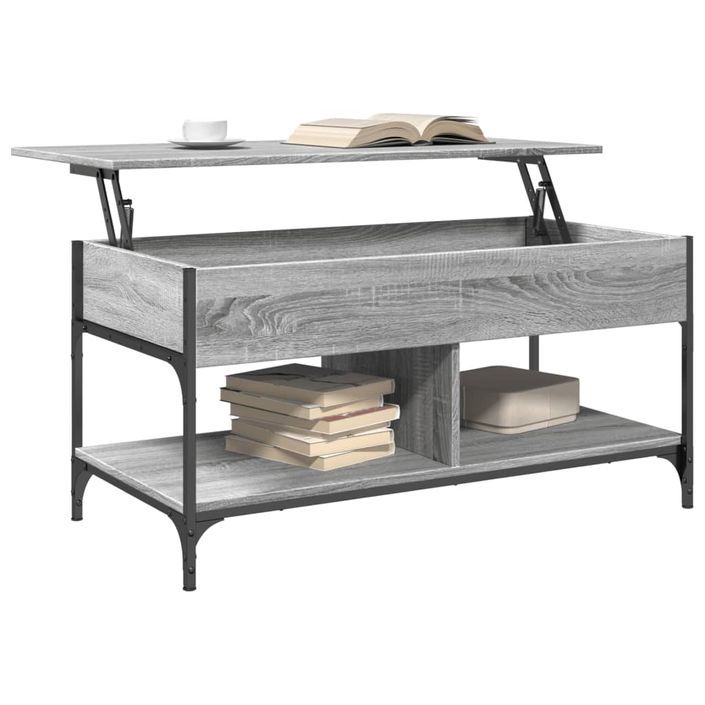 Table basse sonoma gris 100x50x50 cm bois d'ingénierie et métal - Photo n°4