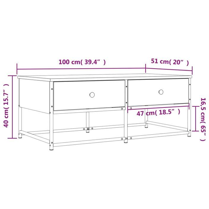 Table basse sonoma gris 100x51x40 cm bois d'ingénierie - Photo n°11