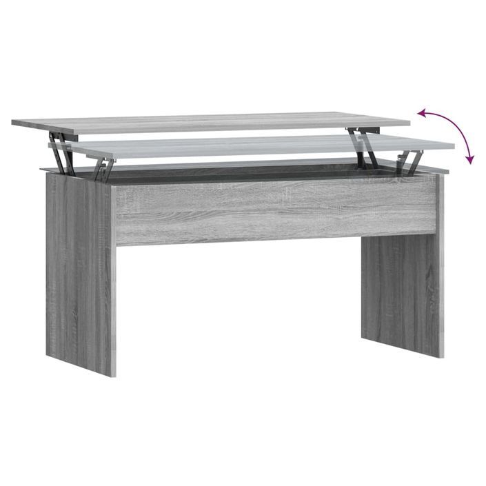 Table basse Sonoma gris 102x50,5x52,5 cm Bois d'ingénierie - Photo n°6