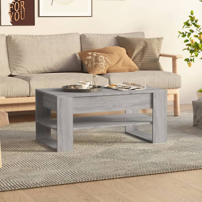 Table basse sonoma gris 102x55x45 cm bois d'ingénierie - Photo n°1