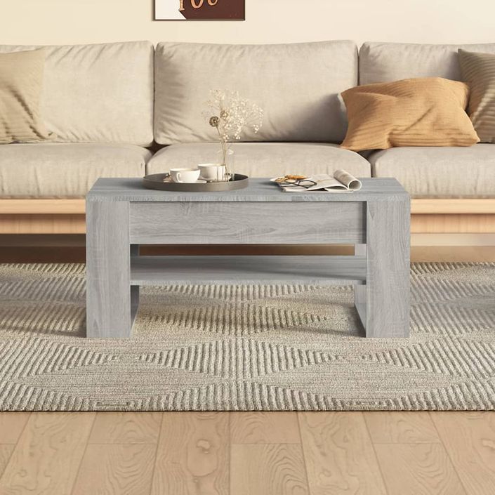 Table basse sonoma gris 102x55x45 cm bois d'ingénierie - Photo n°5