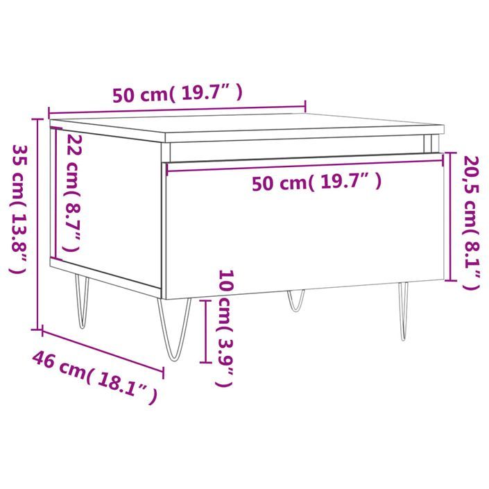 Table basse sonoma gris 50x46x35 cm bois d'ingénierie - Photo n°11