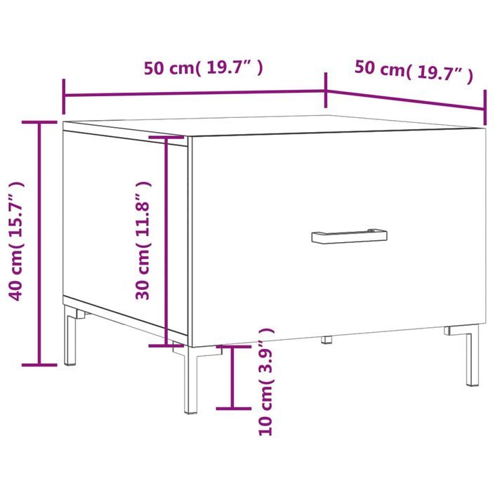 Table basse Sonoma gris 50x50x40 cm Bois d'ingénierie - Photo n°12