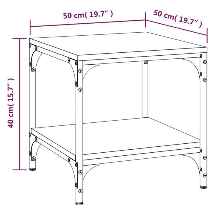 Table basse Sonoma gris 50x50x40 cm Bois d'ingénierie - Photo n°8