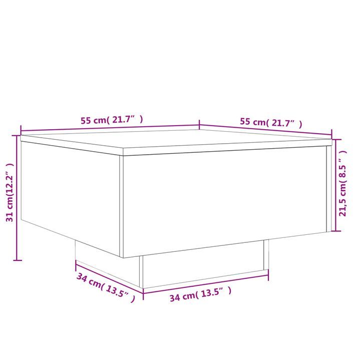 Table basse sonoma gris 55x55x31 cm bois d'ingénierie - Photo n°10