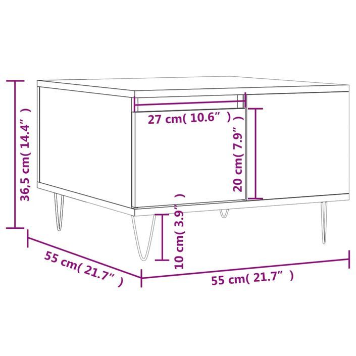 Table basse sonoma gris 55x55x36,5 cm bois d'ingénierie - Photo n°11