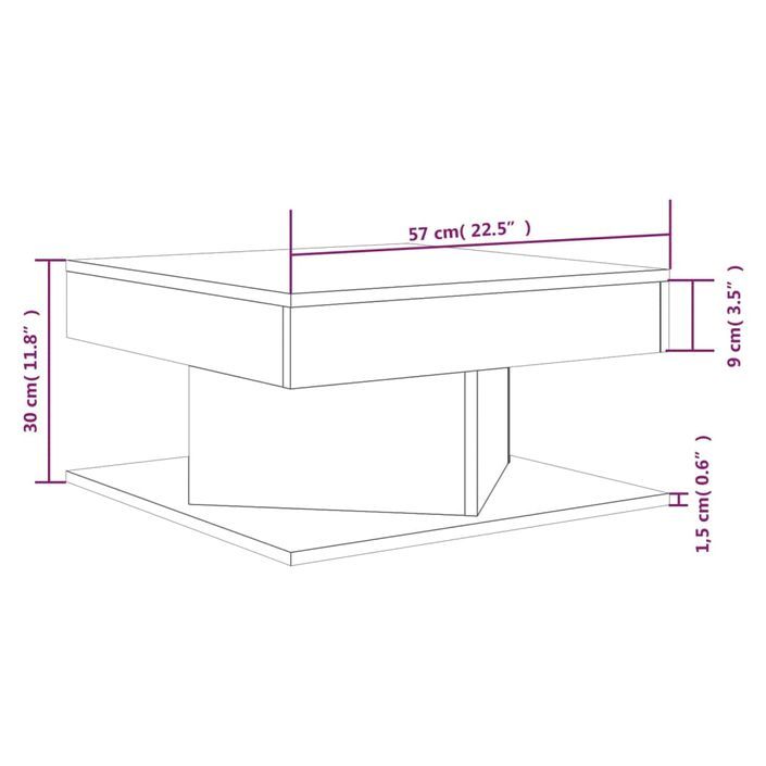 Table basse Sonoma gris 57x57x30 cm Bois d'ingénierie - Photo n°5