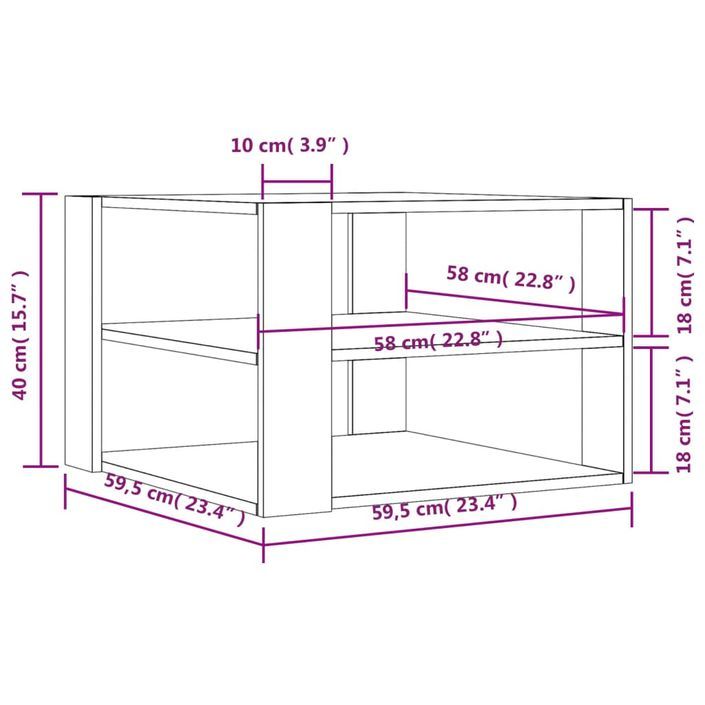 Table basse sonoma gris 59,5x59,5x40 cm bois d'ingénierie - Photo n°9