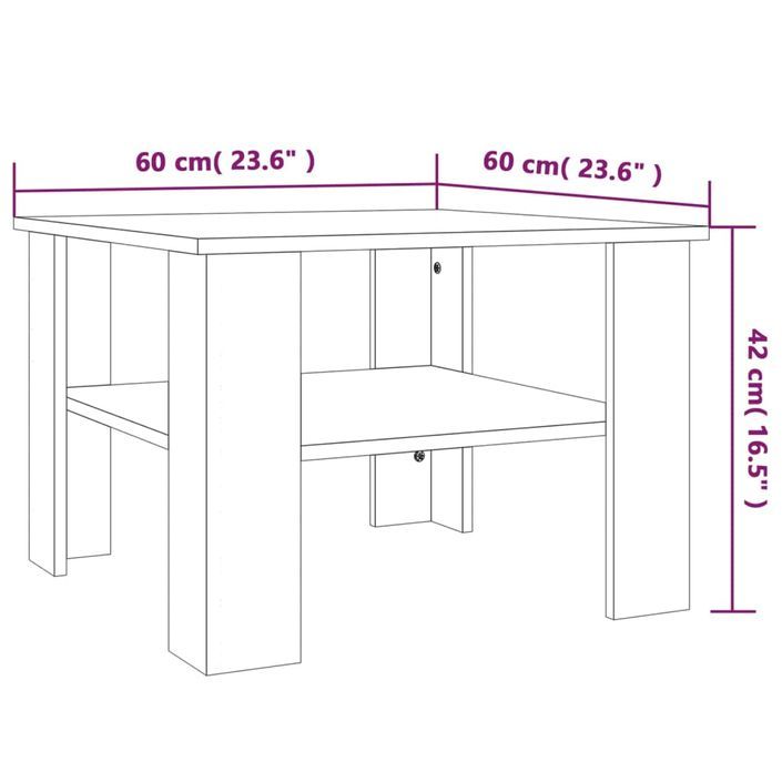 Table basse Sonoma gris 60x60x42 cm Bois d'ingénierie - Photo n°6