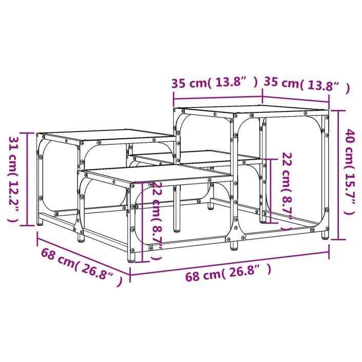 Table basse sonoma gris 68x68x40 cm bois d'ingénierie - Photo n°9