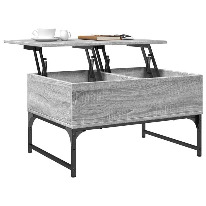 Table basse sonoma gris 70x50x40 cm bois d'ingénierie et métal - Photo n°4