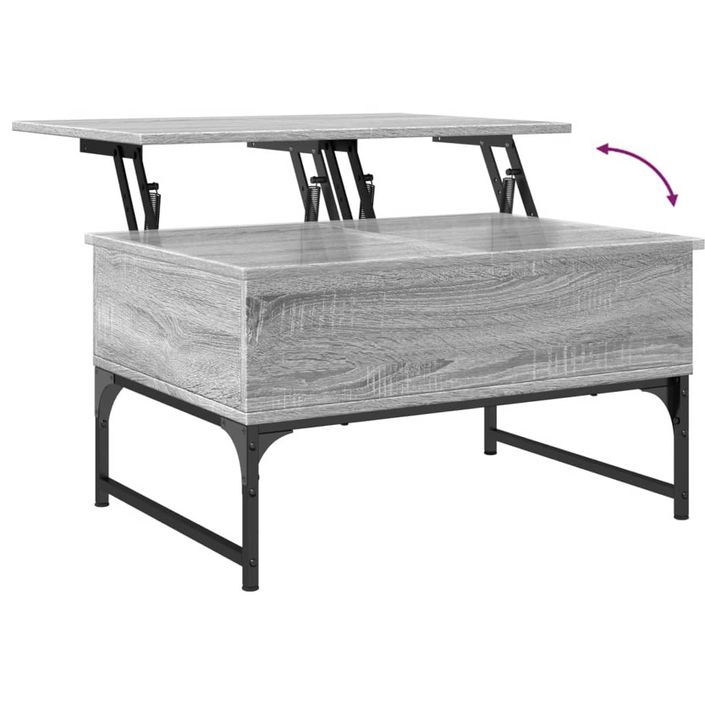 Table basse sonoma gris 70x50x40 cm bois d'ingénierie et métal - Photo n°8