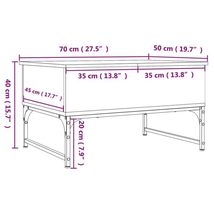 Table basse sonoma gris 70x50x40 cm bois d'ingénierie et métal - Photo n°11