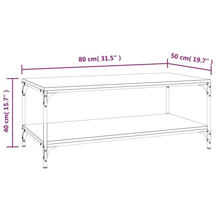 Table basse Sonoma gris 80x50x40 cm Bois d'ingénierie - Photo n°7