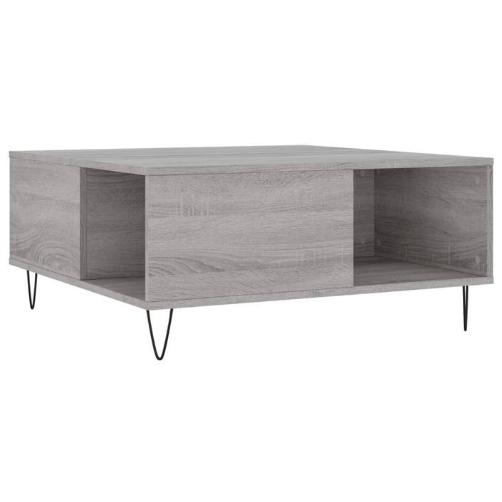 Table basse sonoma gris 80x80x36,5 cm bois d'ingénierie - Photo n°2