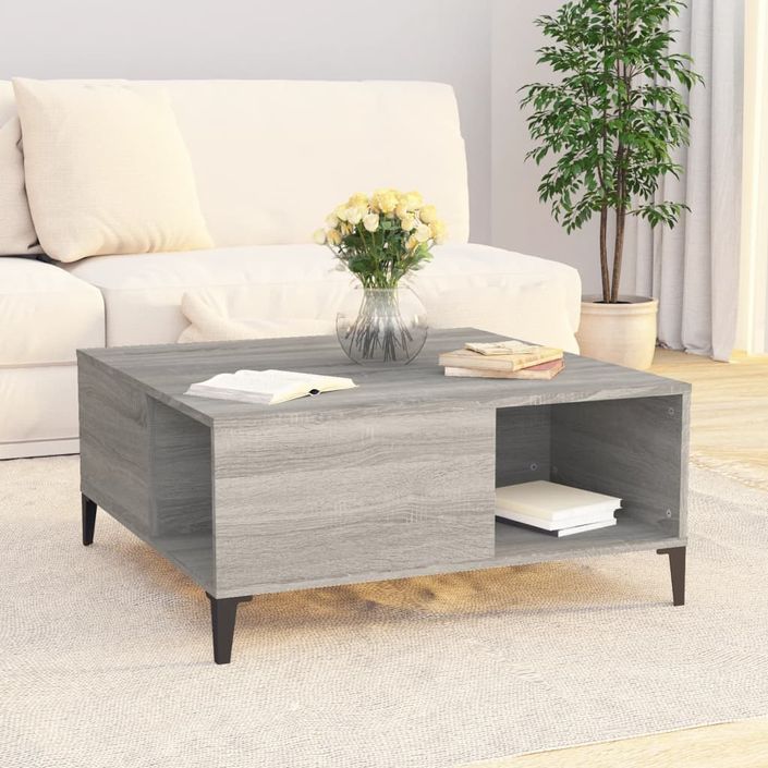 Table basse sonoma gris 80x80x36,5 cm bois d'ingénierie - Photo n°3