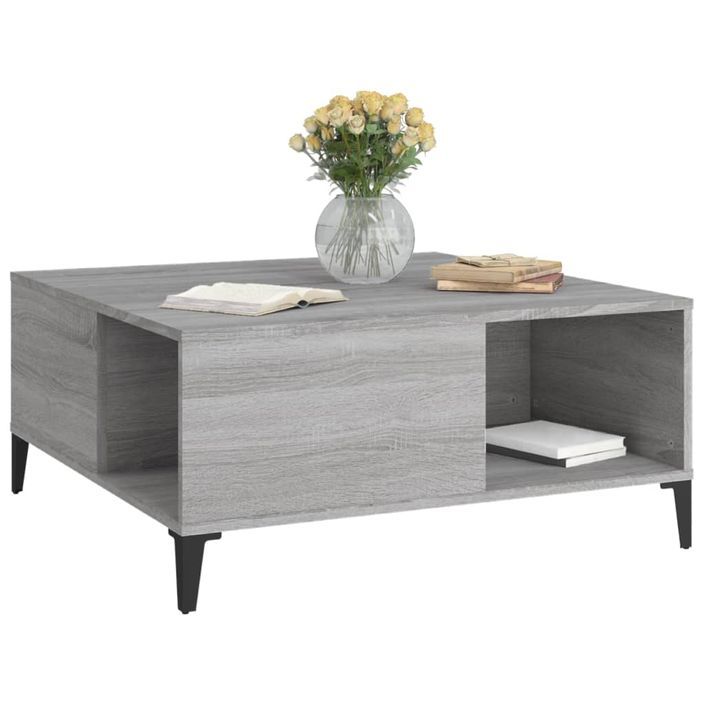 Table basse sonoma gris 80x80x36,5 cm bois d'ingénierie - Photo n°4