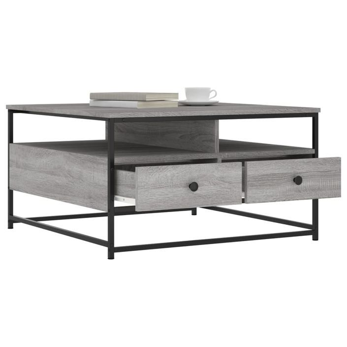 Table basse sonoma gris 80x80x45 cm bois d'ingénierie - Photo n°4