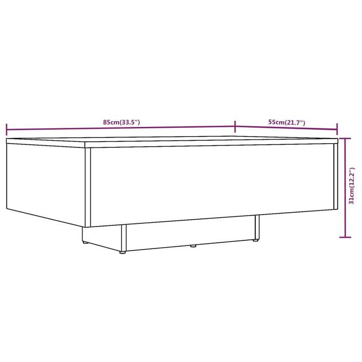 Table basse Sonoma gris 85x55x31 cm Bois d'ingénierie - Photo n°7