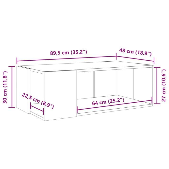 Table basse sonoma gris 89,5x48x30 cm bois d'ingénierie - Photo n°9