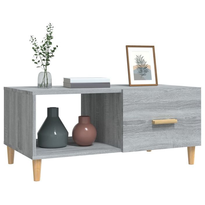 Table basse Sonoma gris 89,5x50x40 cm Bois d'ingénierie - Photo n°5