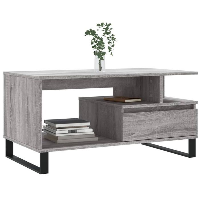 Table basse Sonoma gris 90x49x45 cm Bois d'ingénierie - Photo n°3