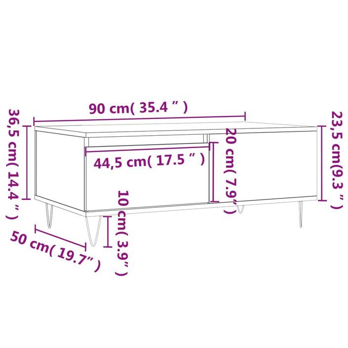 Table basse Sonoma gris 90x50x36,5 cm Bois d'ingénierie - Photo n°11