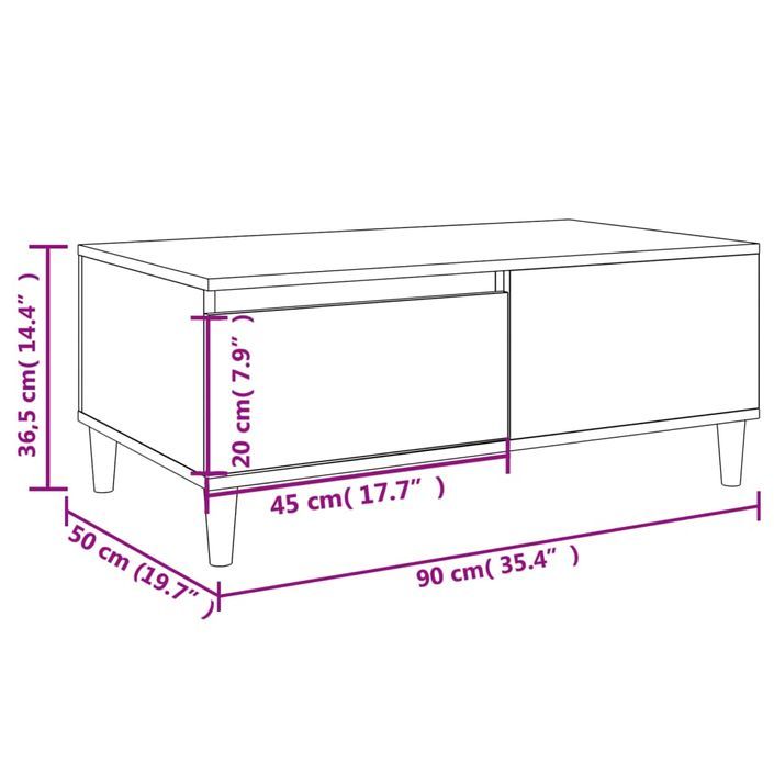 Table basse Sonoma gris 90x50x36,5 cm Bois d'ingénierie - Photo n°10