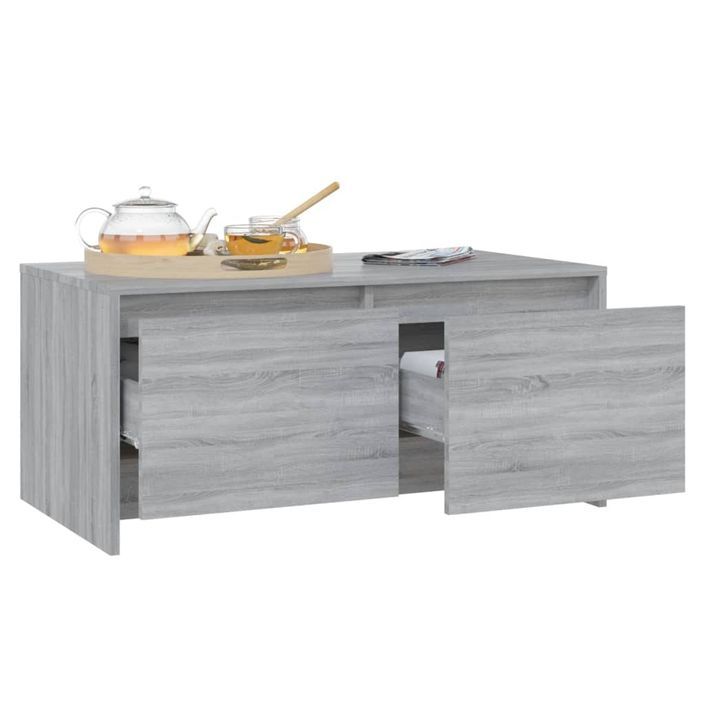 Table basse sonoma gris 90x50x41,5 cm bois d'ingénierie - Photo n°4