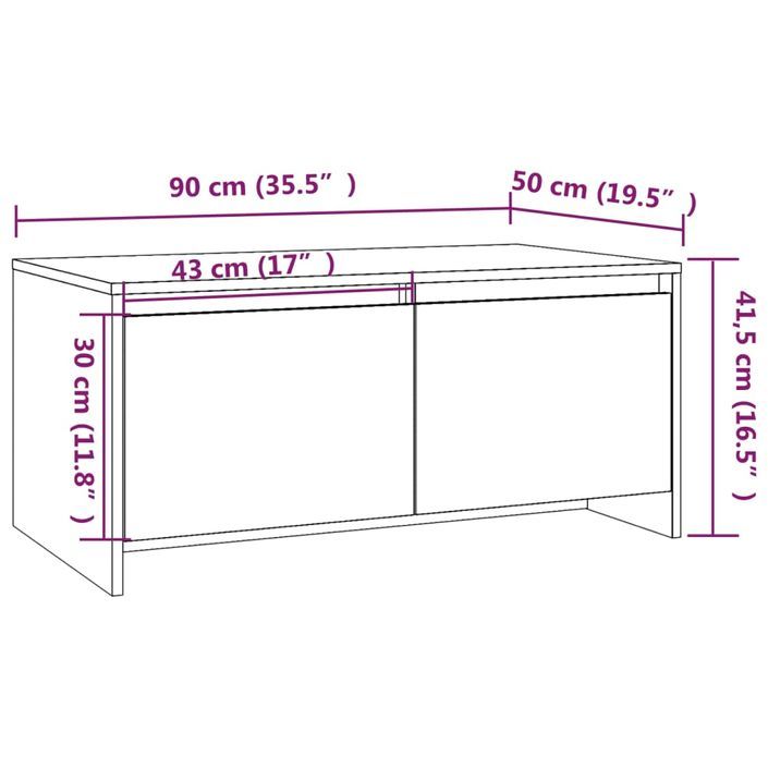 Table basse sonoma gris 90x50x41,5 cm bois d'ingénierie - Photo n°8