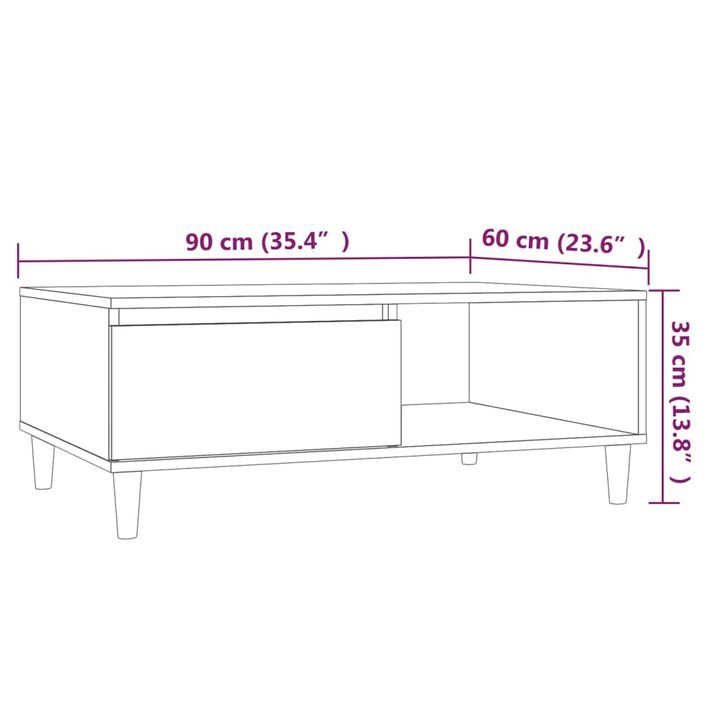 Table basse sonoma gris 90x60x35 cm bois d'ingénierie - Photo n°8