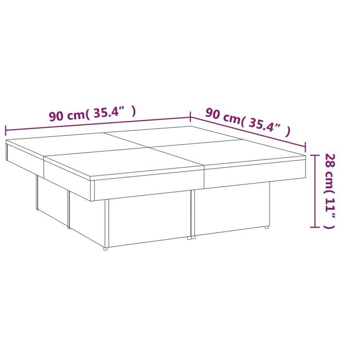Table basse Sonoma gris 90x90x28 cm Bois d'ingénierie - Photo n°8