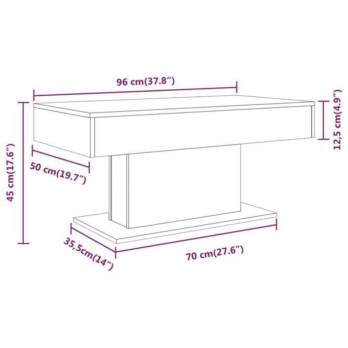 Table basse Sonoma gris 96x50x45 cm Bois d'ingénierie - Photo n°7